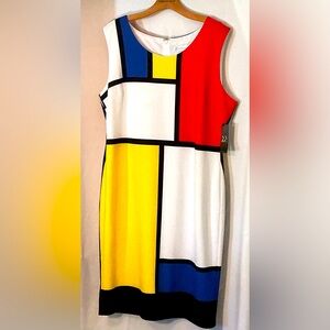NEW YORK & CO MUTLI COLORED DRESS. Back zip. Sz XXL. NWT RETAILS $70